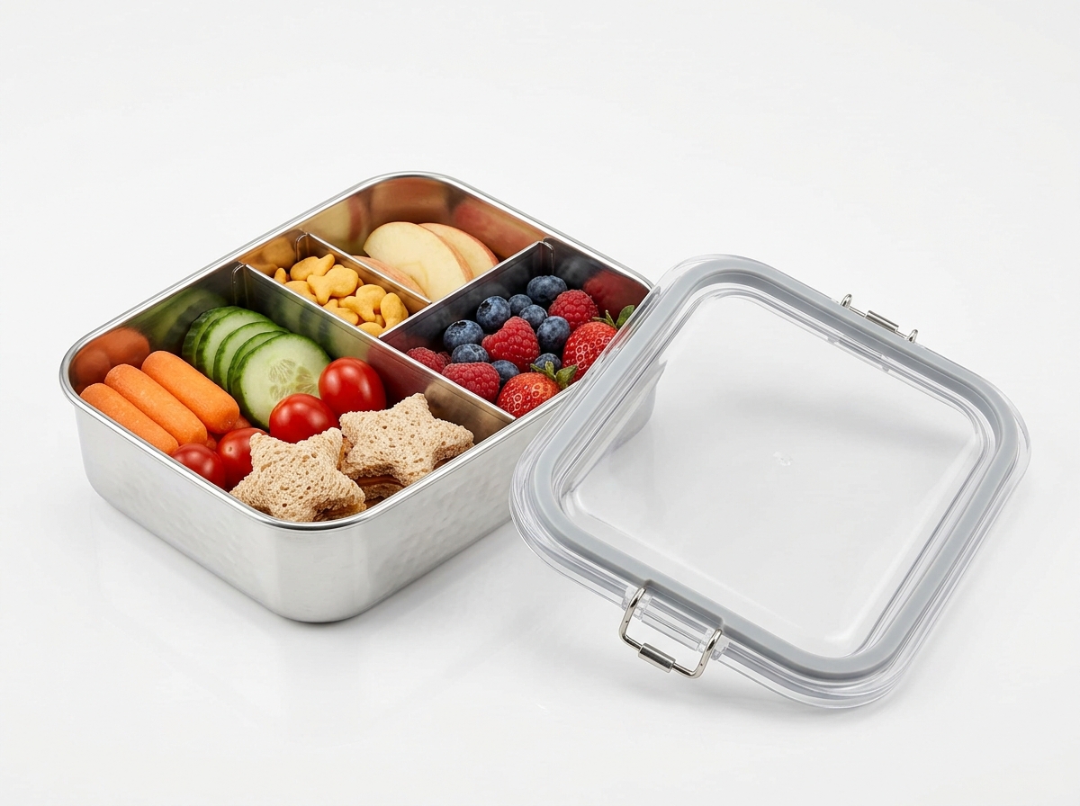 eazylunch Stainless Steel 3-Compartment Kids Bento